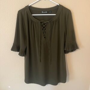 7th Avenue New York & Co. Olive Green Women's Top Size L
